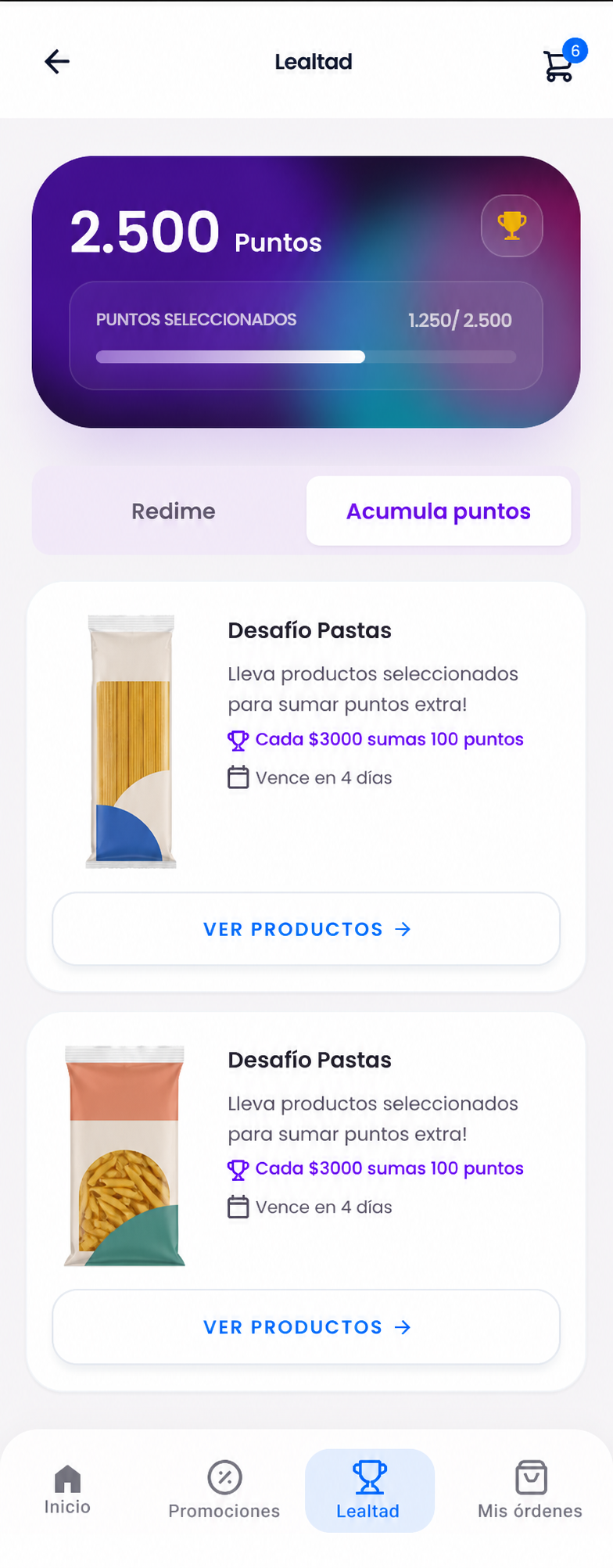 Desafíos para acumular puntos con paquetes de pasta genéricos en Nilo Commerce