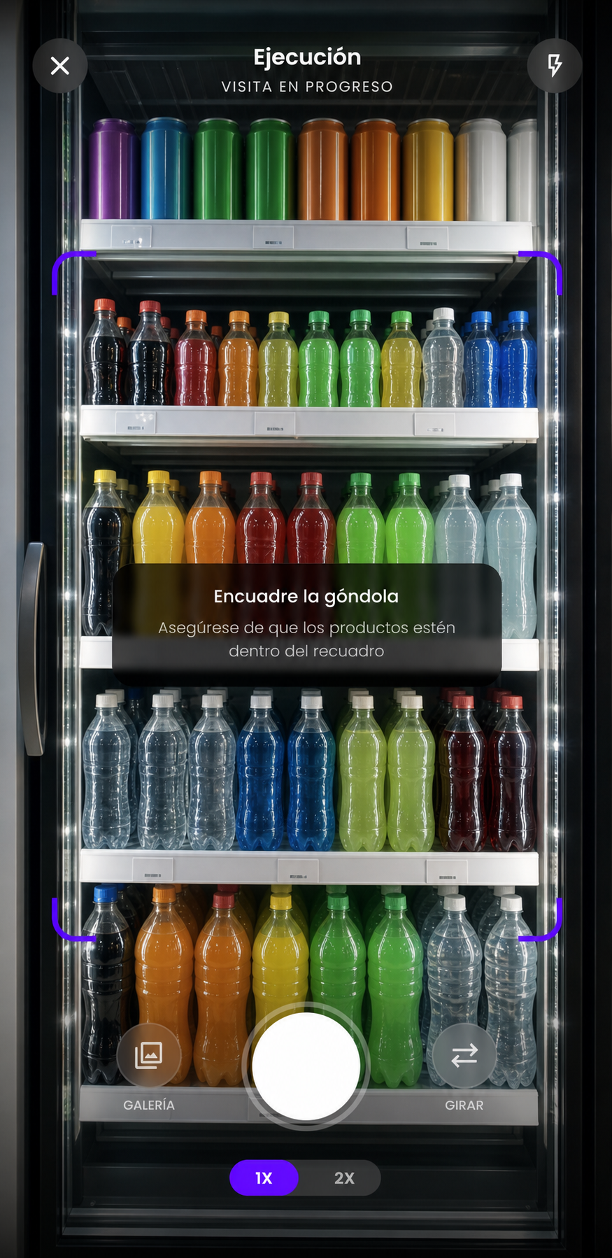 Captura de ejecución en cooler con bebidas genéricas sin marca